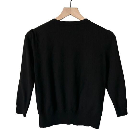 Max Mara Weekend Knit 3/4 Sleeve Cardigan Sweater in Black Bow Pin Size Medium - Picture 3 of 5